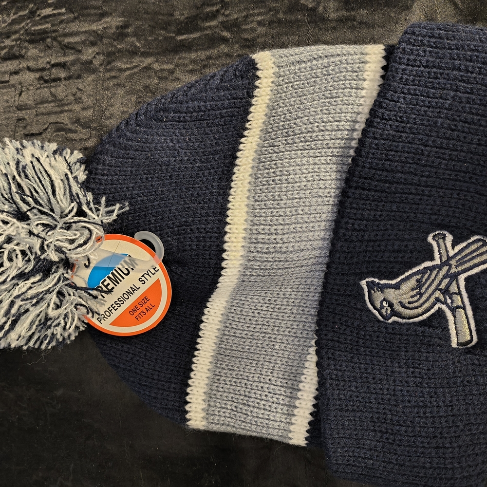 Kids Navy Blue and Gray Knitted Beanie